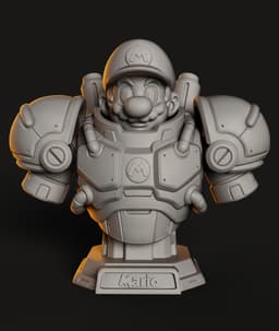 Plumber Mech Bust STL | Gaming Bust 3D Print | Mech Armor 3d model