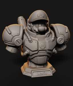Plumber Mech Bust STL | Gaming Bust 3D Print | Mech Armor 3d model