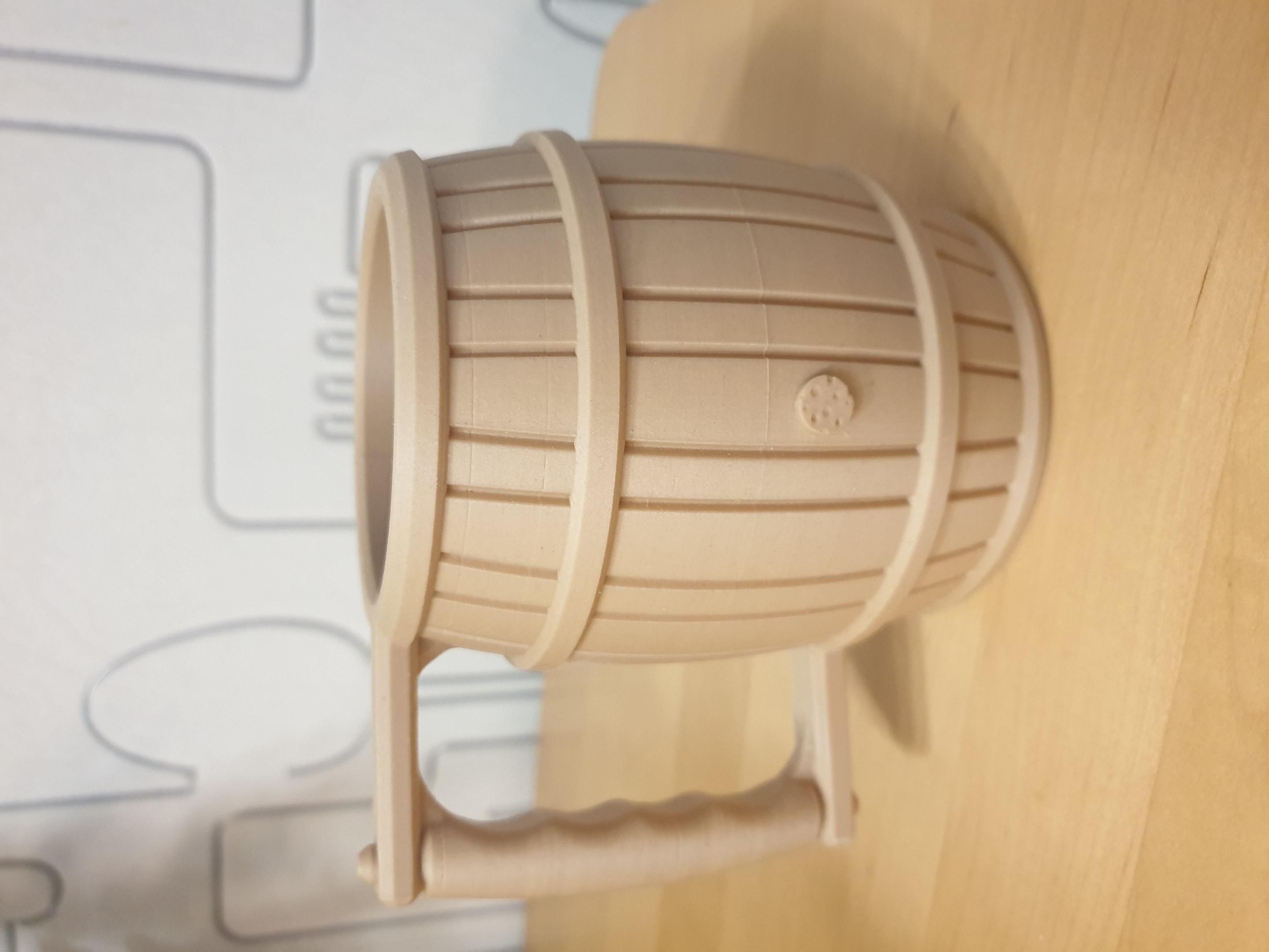 Root Beer Barrel - 12oz Can Coozie aka Stein for your Soda Pop Cans! - Printed with Sunlu low temp wood filament. - 3d model