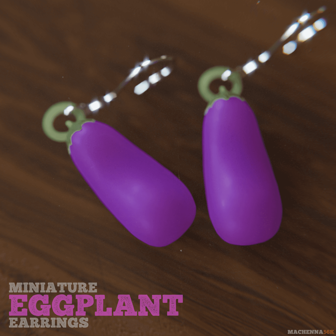 Miniature Eggplant Earrings 3d model