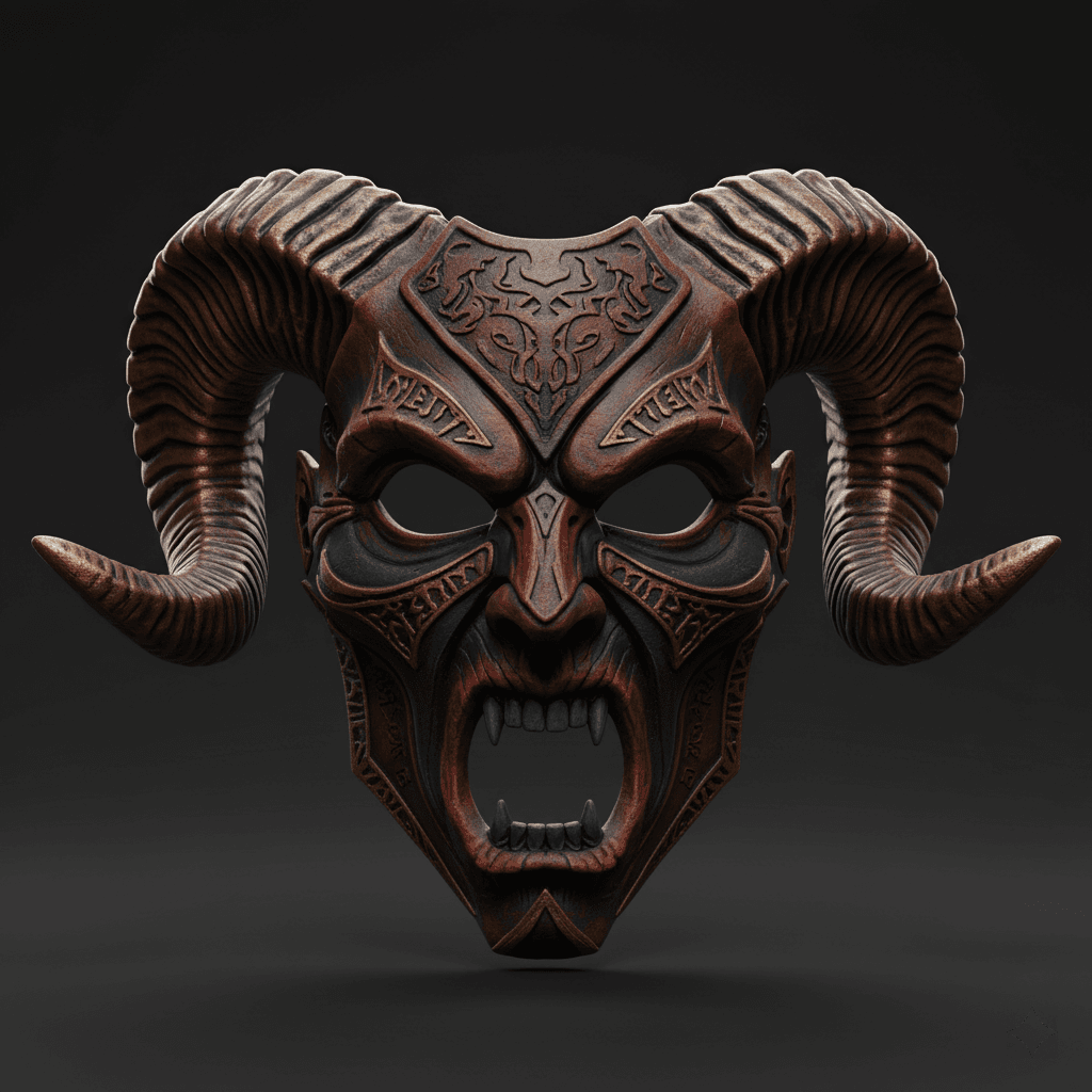 Demonic Ram Wearable Horror Mask Premium STL 3d model