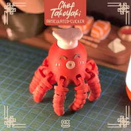 Chef Takoyaki Octopus Articulated Clicker - Desk Decoration Fidget 3d model
