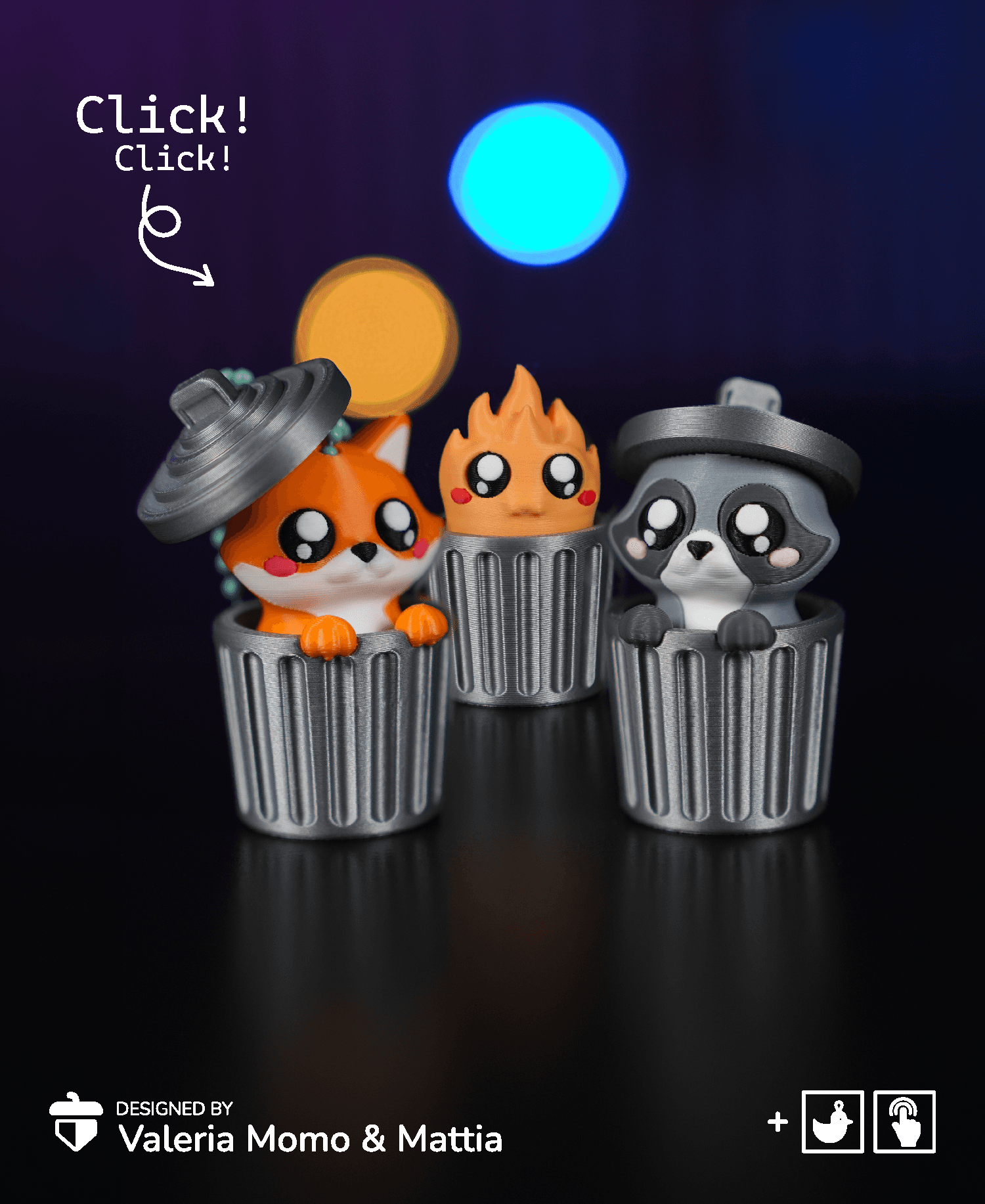 Trash Clicker Pack (Raccoon & Fox) 3d model