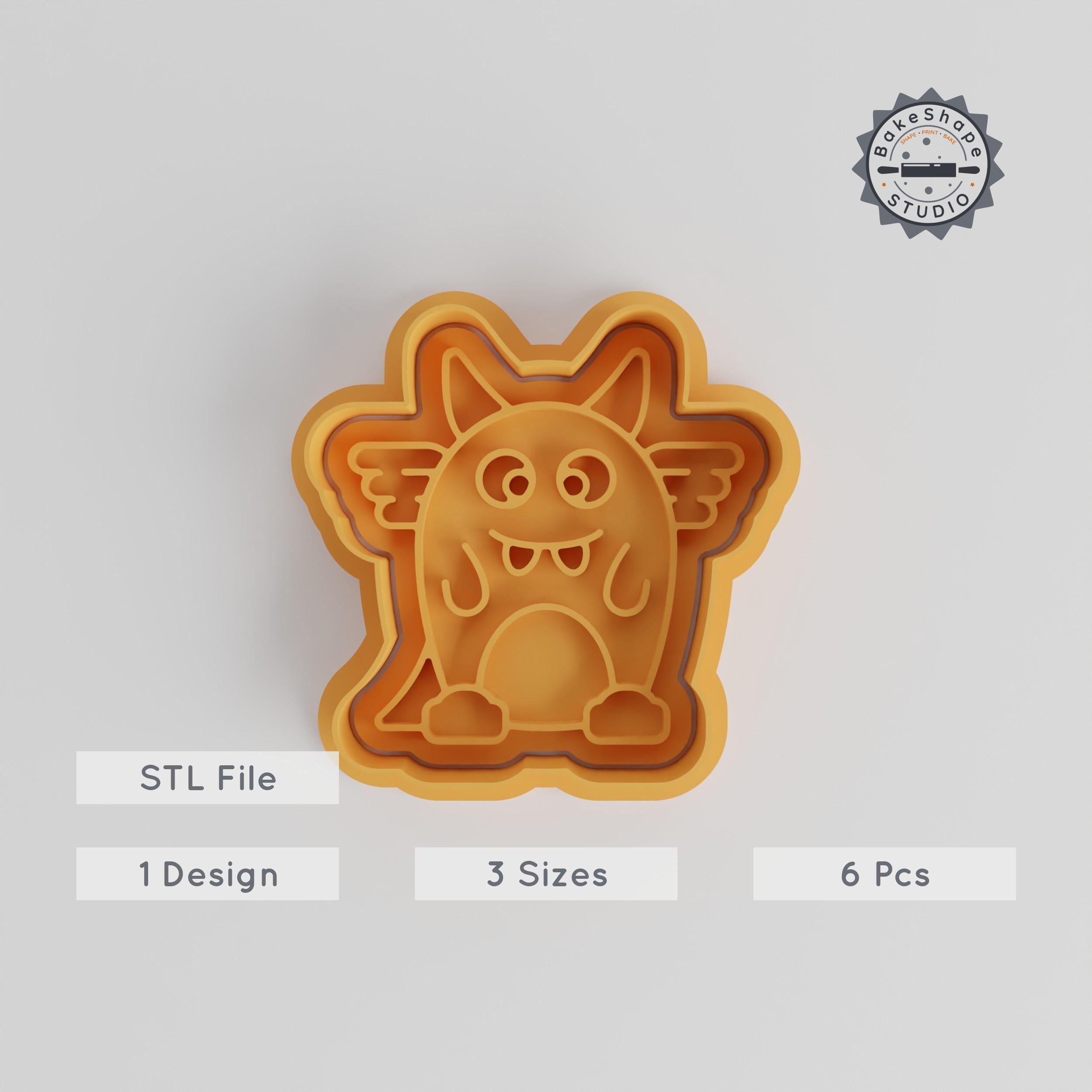 Bunny Monster Cookie Cutter & Stamp Set, Cute Bunny Creature Baking Tools, 3 Sizes, Fun Cute Character, Perfect for Fondant & Cookies PRODUCT_2995 3d model
