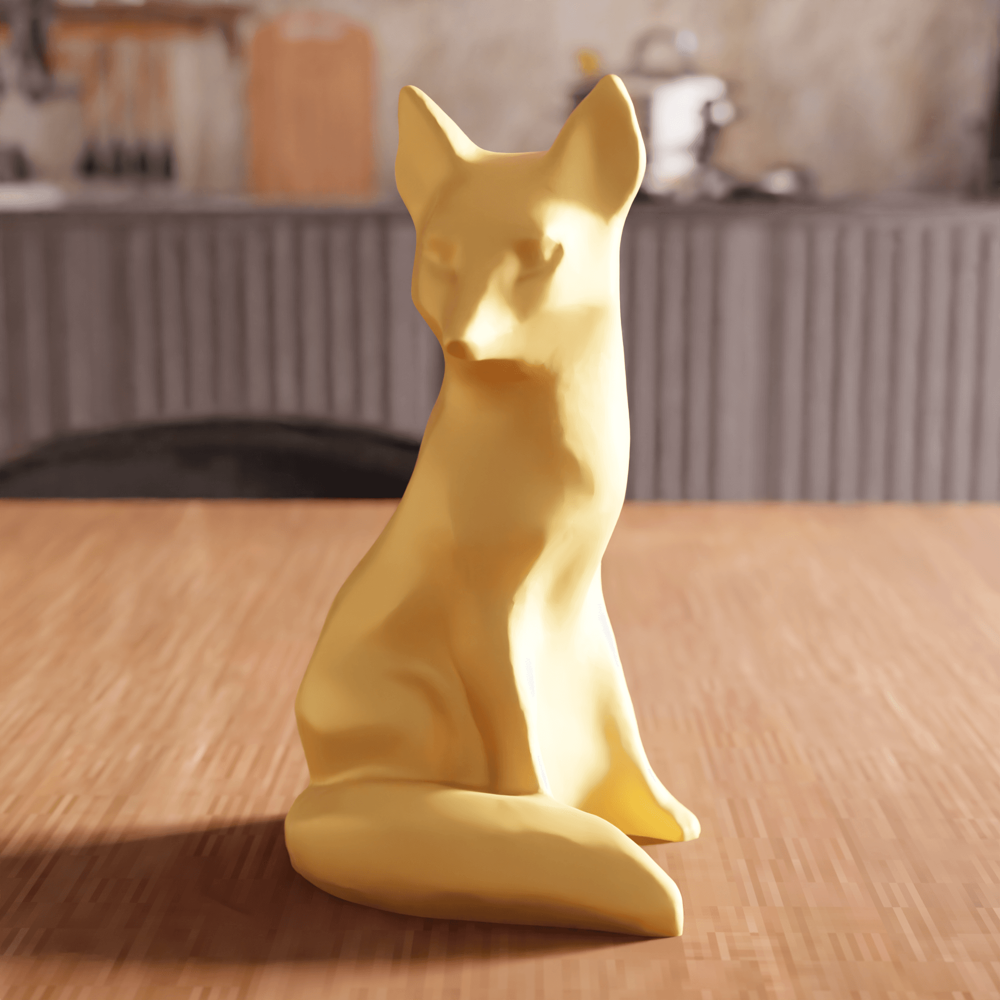 Low Poly Sitting Fox Sculpture 3d model