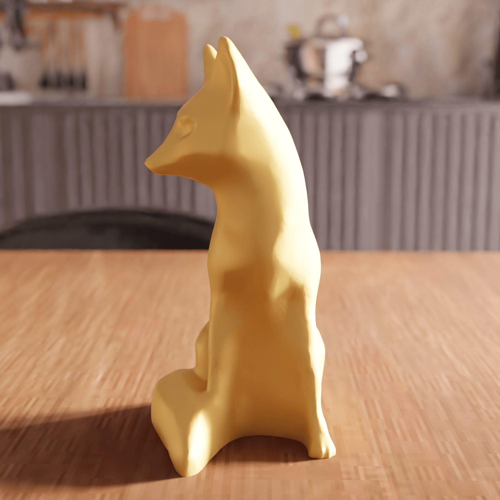 Low Poly Sitting Fox Sculpture 3d model