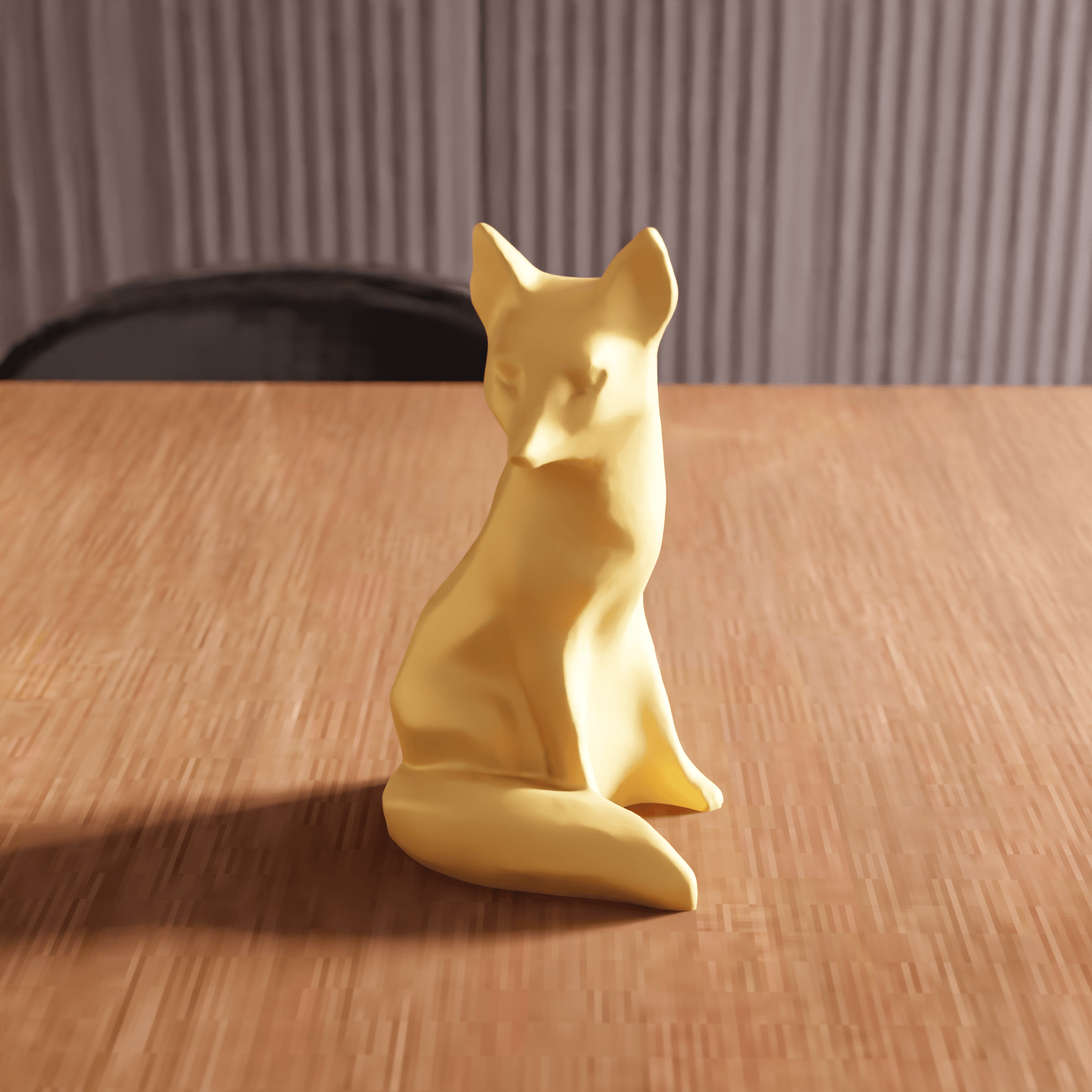 Low Poly Sitting Fox Sculpture 3d model