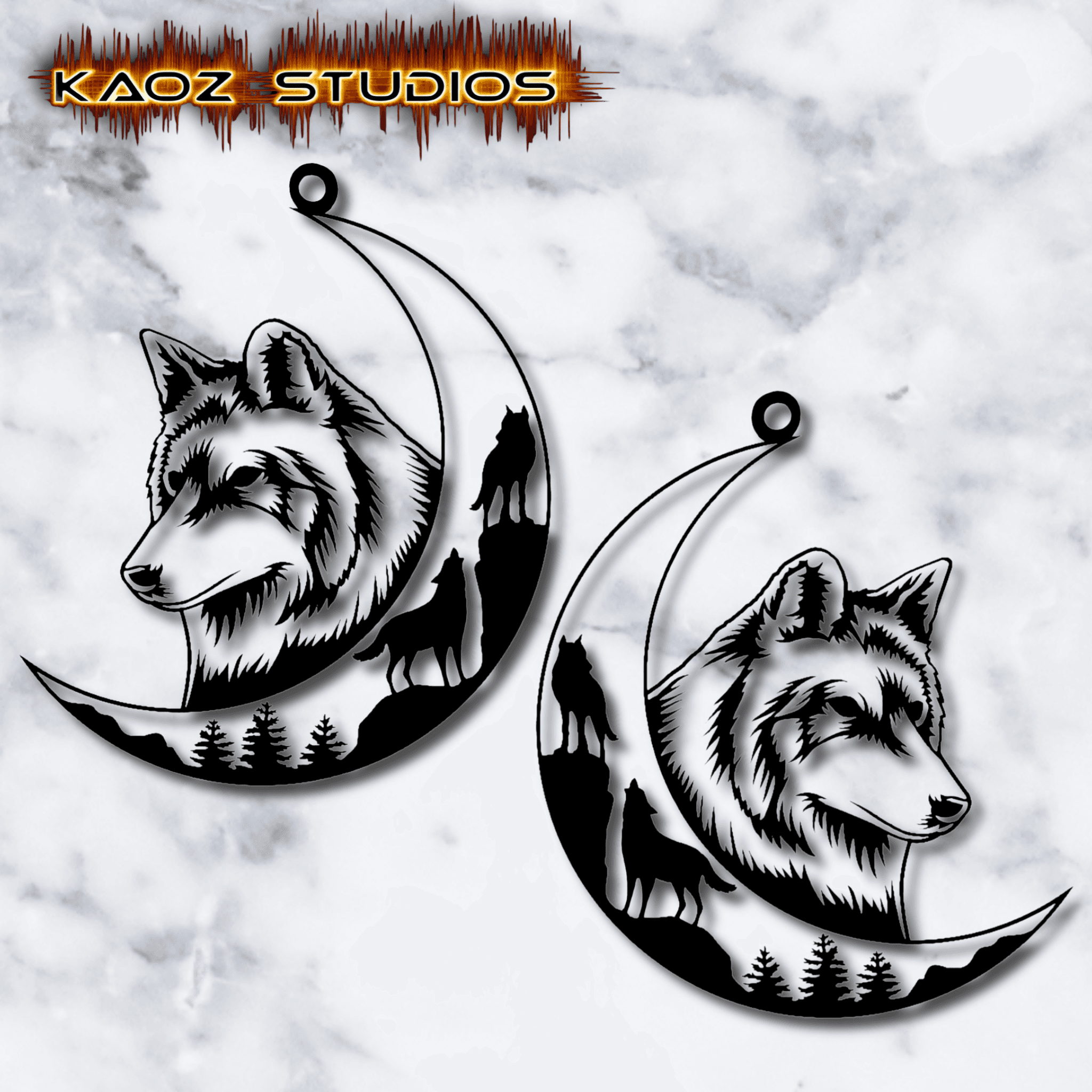 wolf moon pendant.stl 3d model