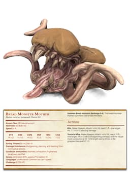 Bread Monster - Possessed Bakery - PRESUPPORTED - Illustrated and Stats - 32mm scale 3d model