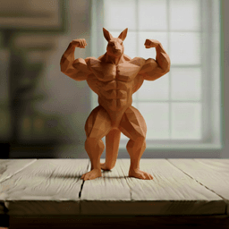 Buff Kangaroo Low Poly - Bodybuilder Marsupial Sculpture 3d model