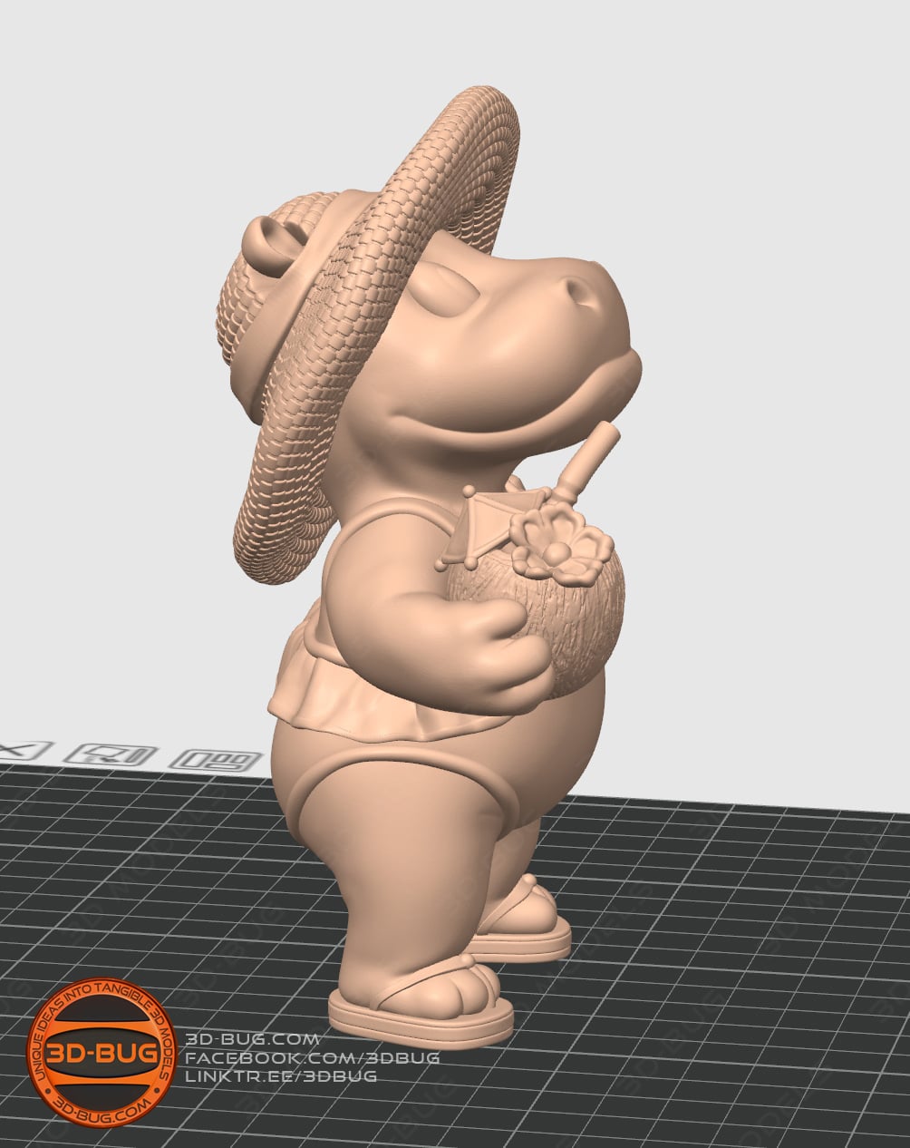 Stylized Hippo on vacation 3d model