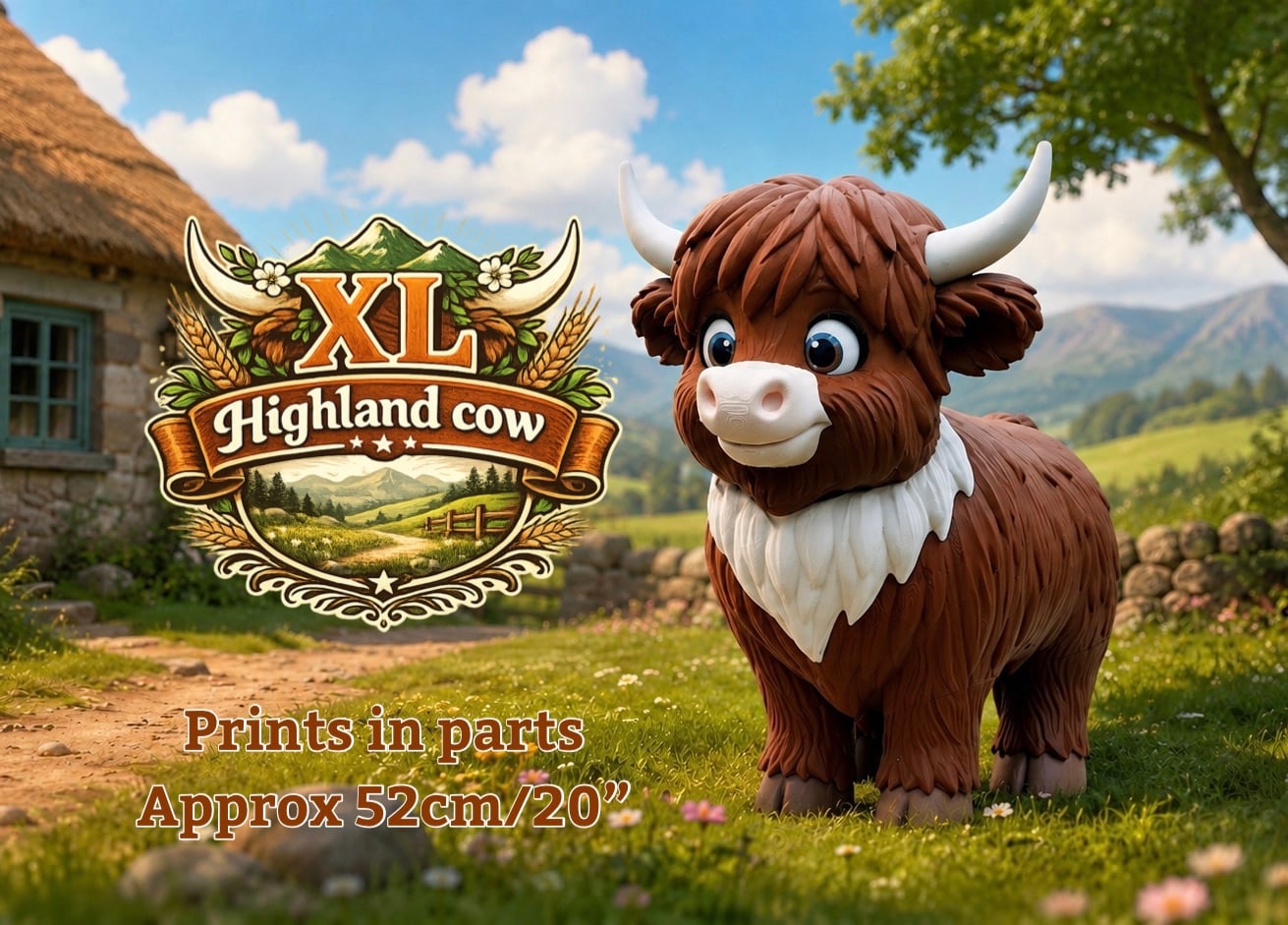 XL Highland Cow (standing) for larger build plates above 300x300x300 3d model