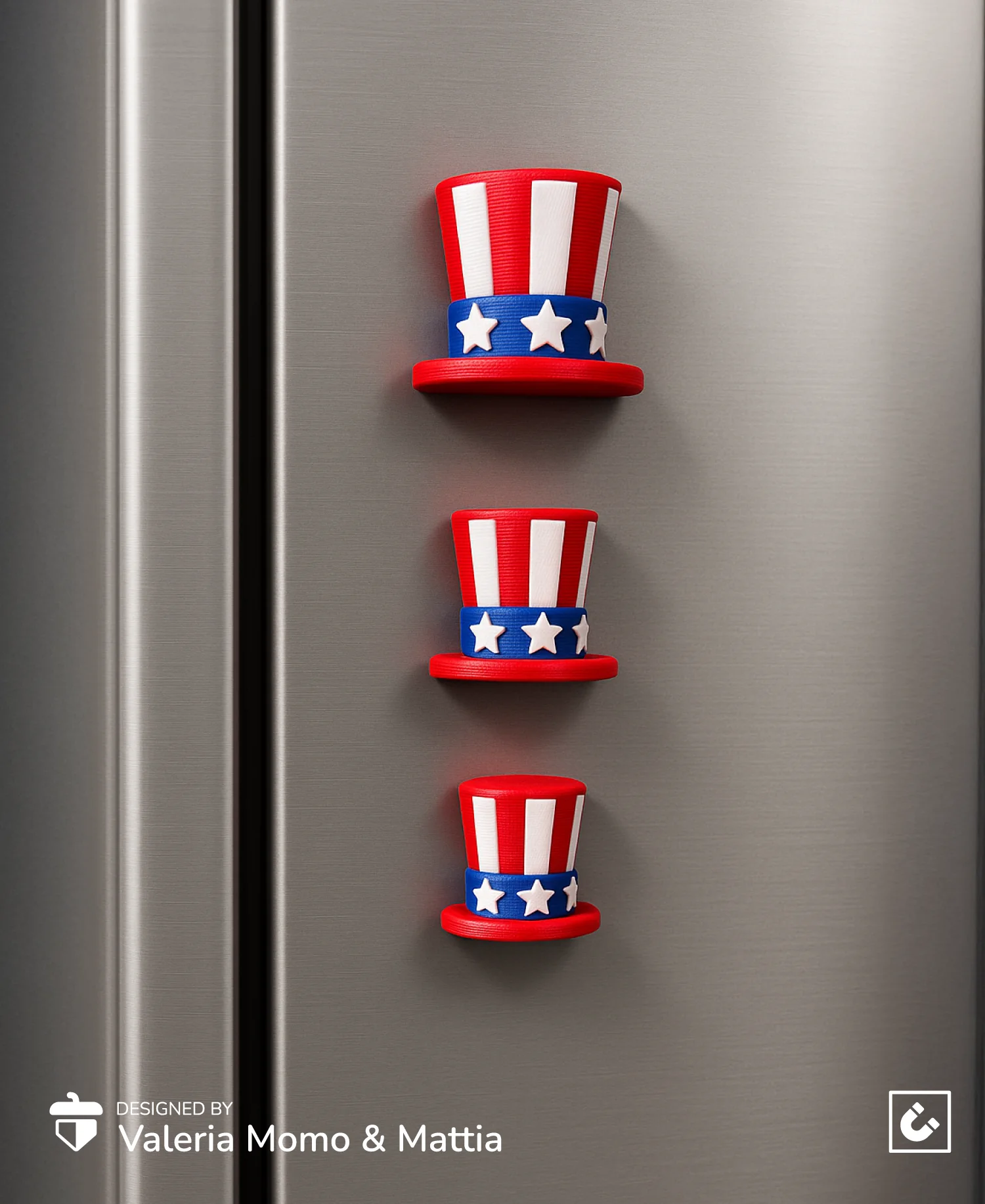 Uncle Sam Hat Magnets – 4th of July Edition 3d model