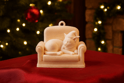 Cozy Cat Christmas Tree Ornament – Holiday Decor 3d model