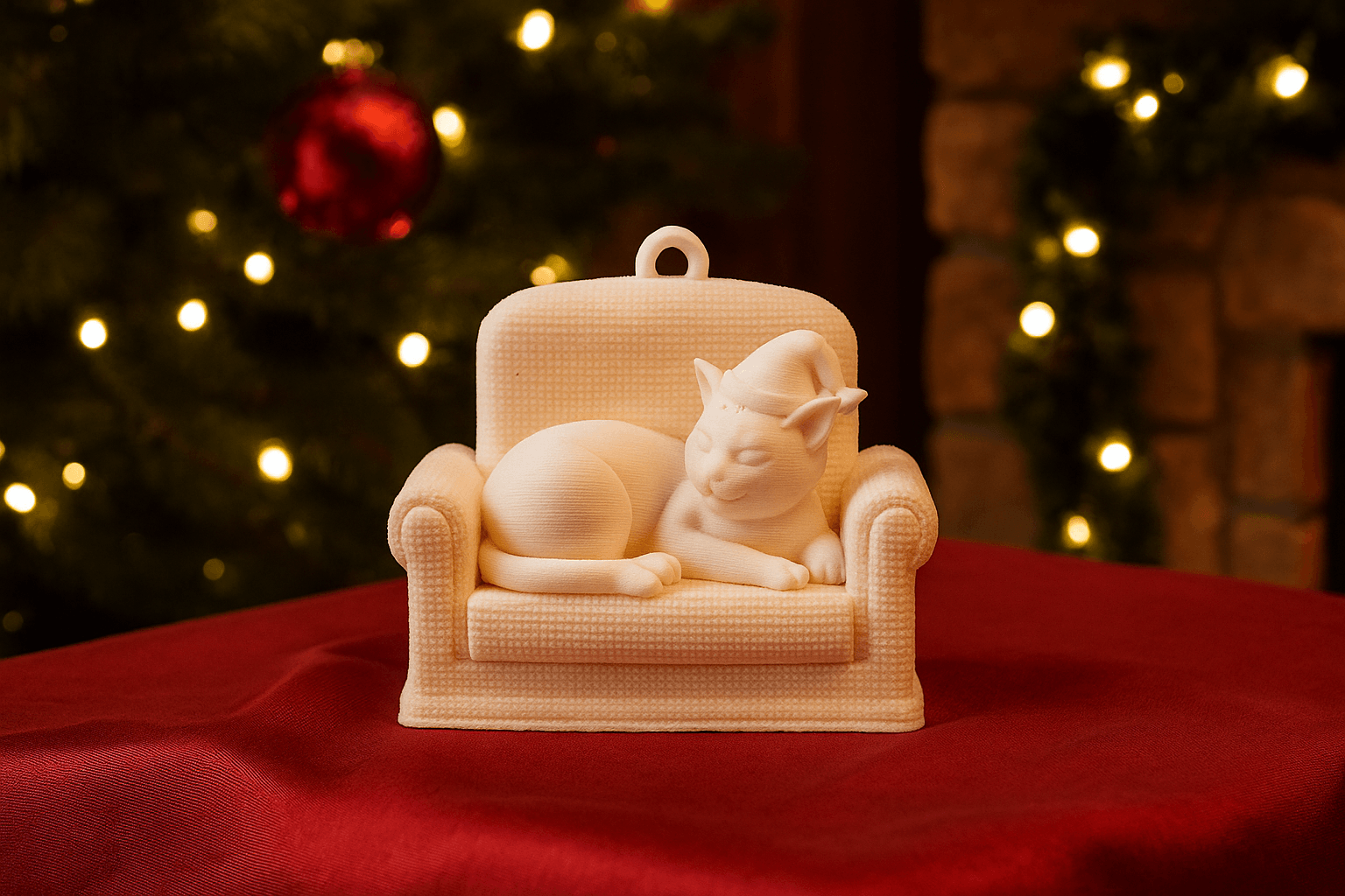 Cozy Cat Christmas Tree Ornament – Holiday Decor 3d model