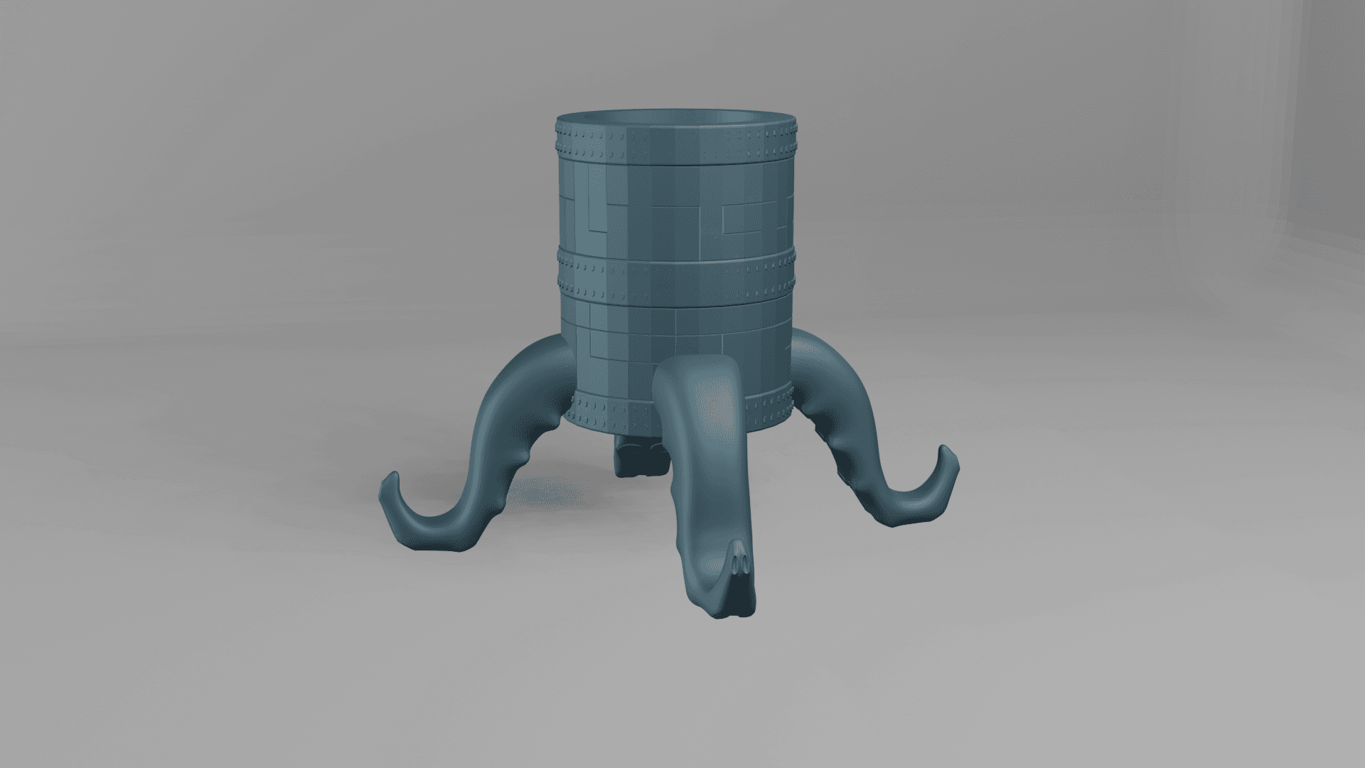 Naval Drum with Tentacle Beer Can Holder 3d model