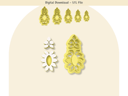 Floral 02 Clay Cutter for Polymer Clay | Digital STL File | Clay Tools | 5 Sizes Clay Cutters, 2 Cut 3d model