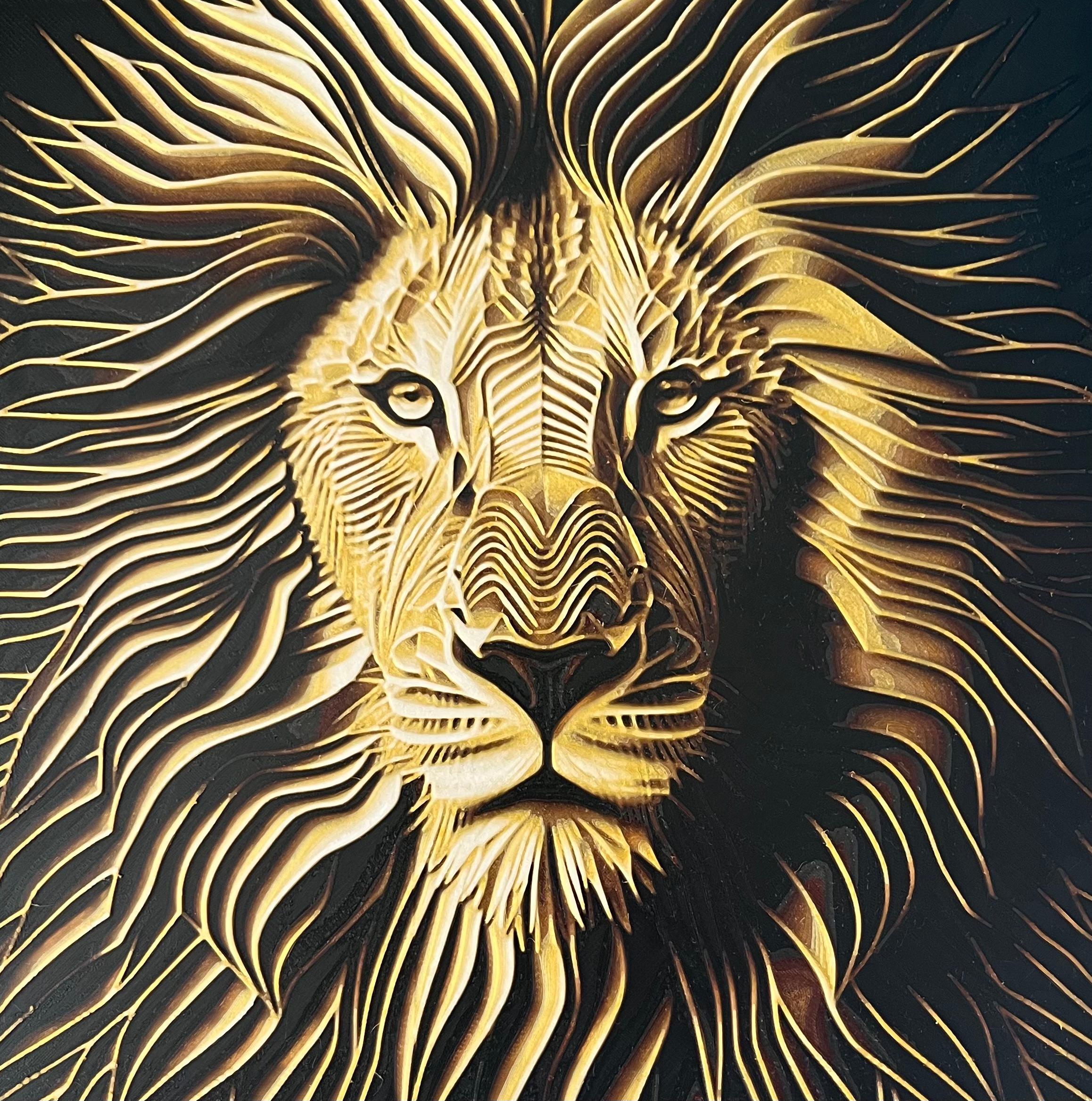 Op-Art Lion Portrait (Filament Painting) 3d model