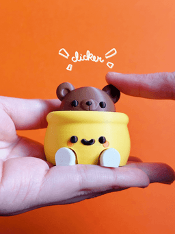 Cute Articulated & Clicker Honey Jar | No AMS | Print-in-place | Support-free 3d model