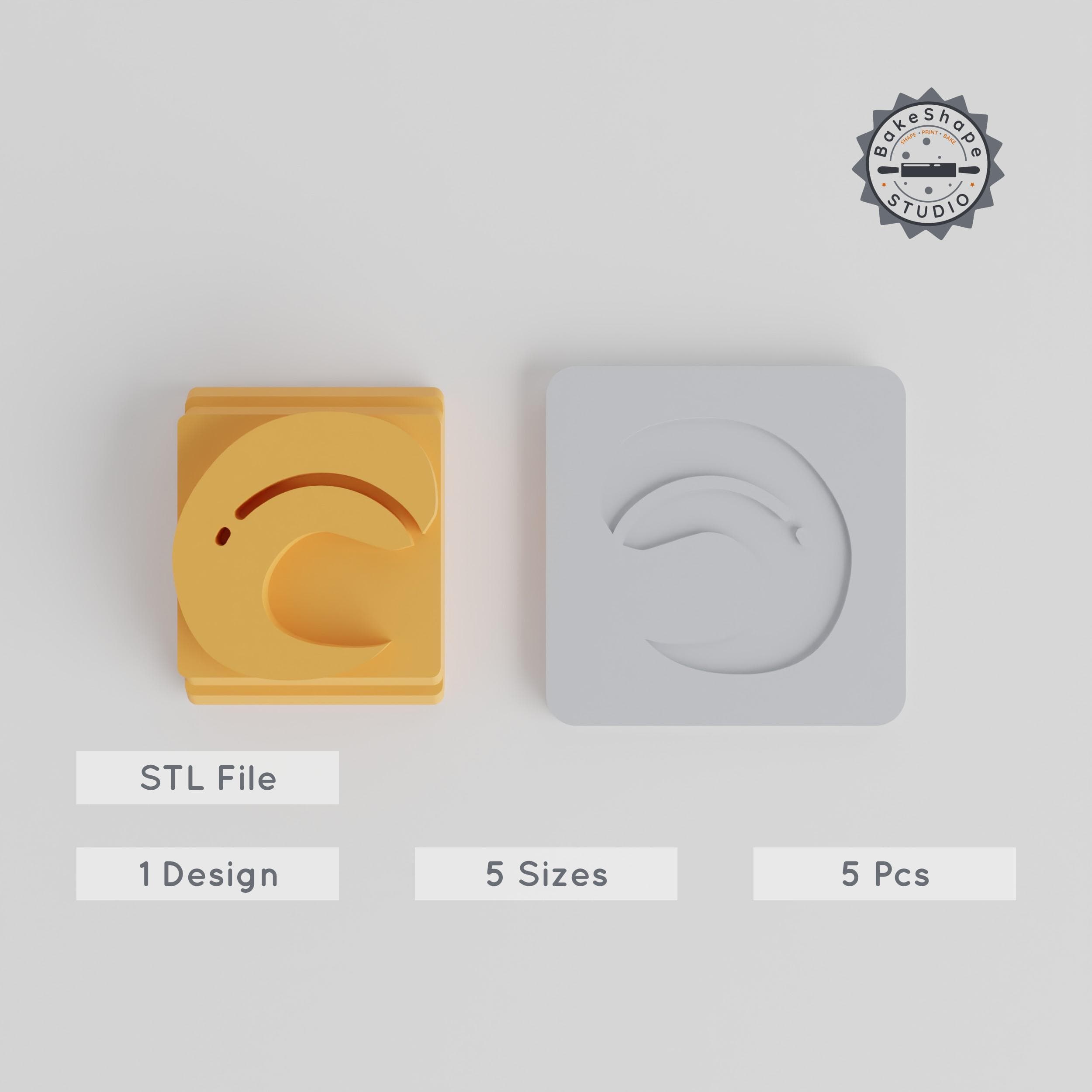 Leaf Stamp Tile Set, 5 Sizes, Perfect for Clay & Cookies, Botanical Nature Symbol, Eco Leaf Design PRODUCT_5102 3d model