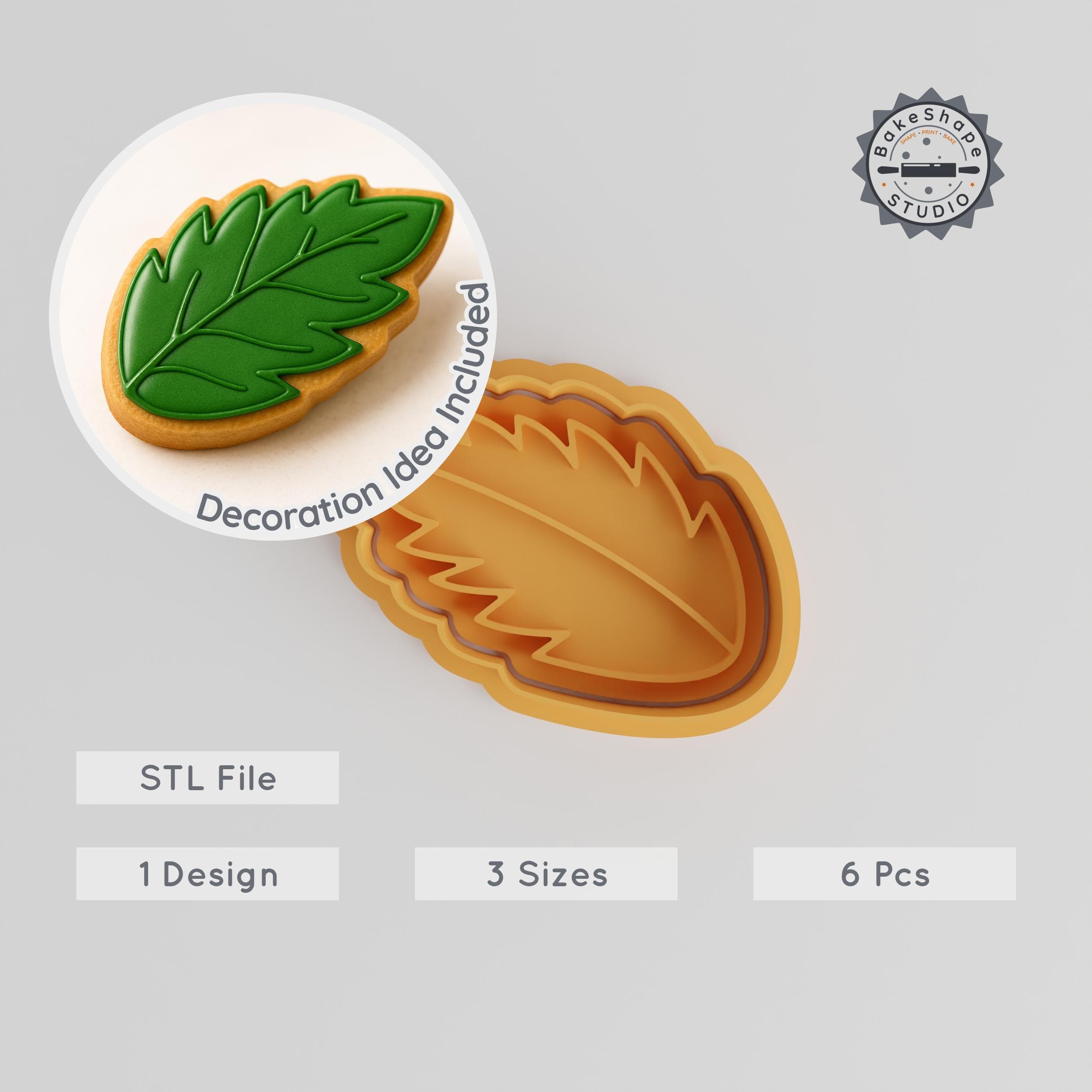 Leaf Shape Cutter & Stamp Set, Perfect for Cookies & Fondant, Nature Foliage, Multiple Sizes S/M/L PRODUCT_528 3d model