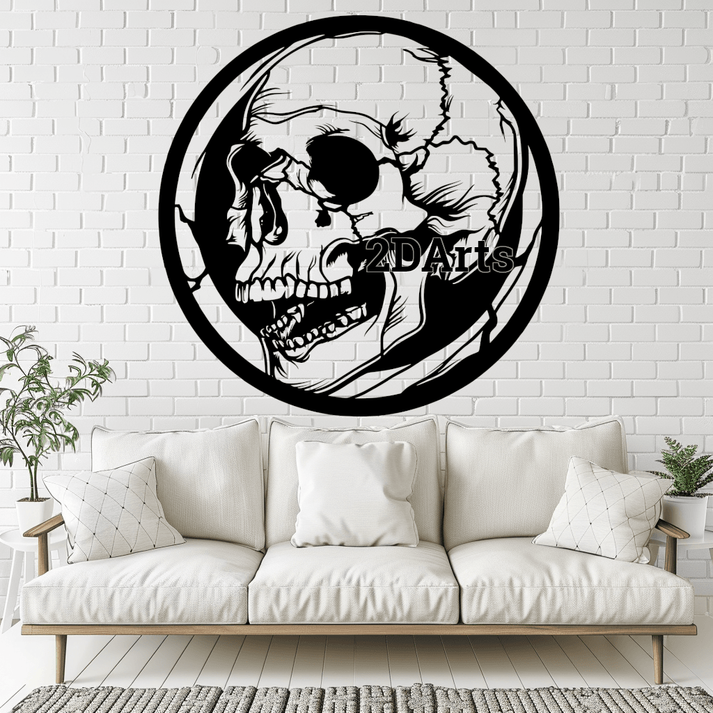 Skull 2D Wall Art/Window Art - Digital STL & SVG File for 3D Printing or Laser Cutting 3d model