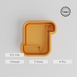 Scroll Shape Cutter & Stamp, Perfect for Cookies & Fondant, Halloween Magic Parchment, Sizes S/M/L, 6-Piece Set PRODUCT_4344 3d model