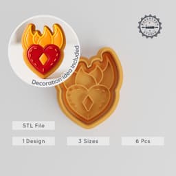 Heart Shape Cookie & Fondant Cutter Stamp Set, 6pcs, S/M/L, Love & Romance Theme PRODUCT_929 3d model