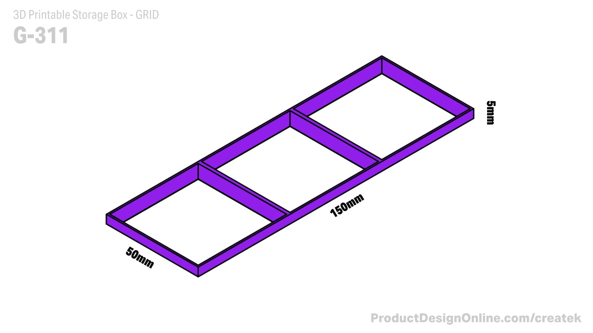 GRID for CREATEK 3D Printable Storage Boxes (STL) 3d model