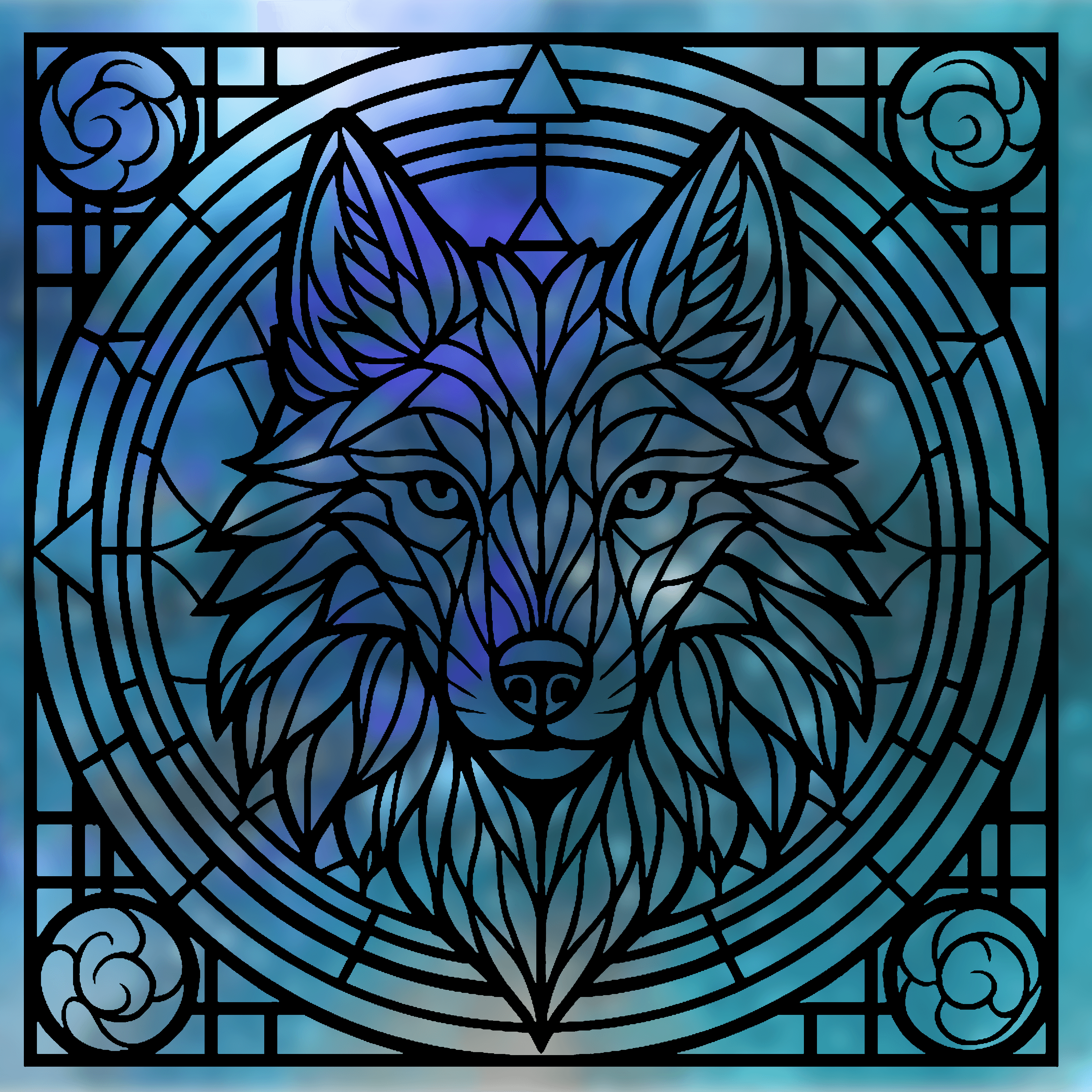 Wolf for wall decor or stained glass resin DIY 3d model
