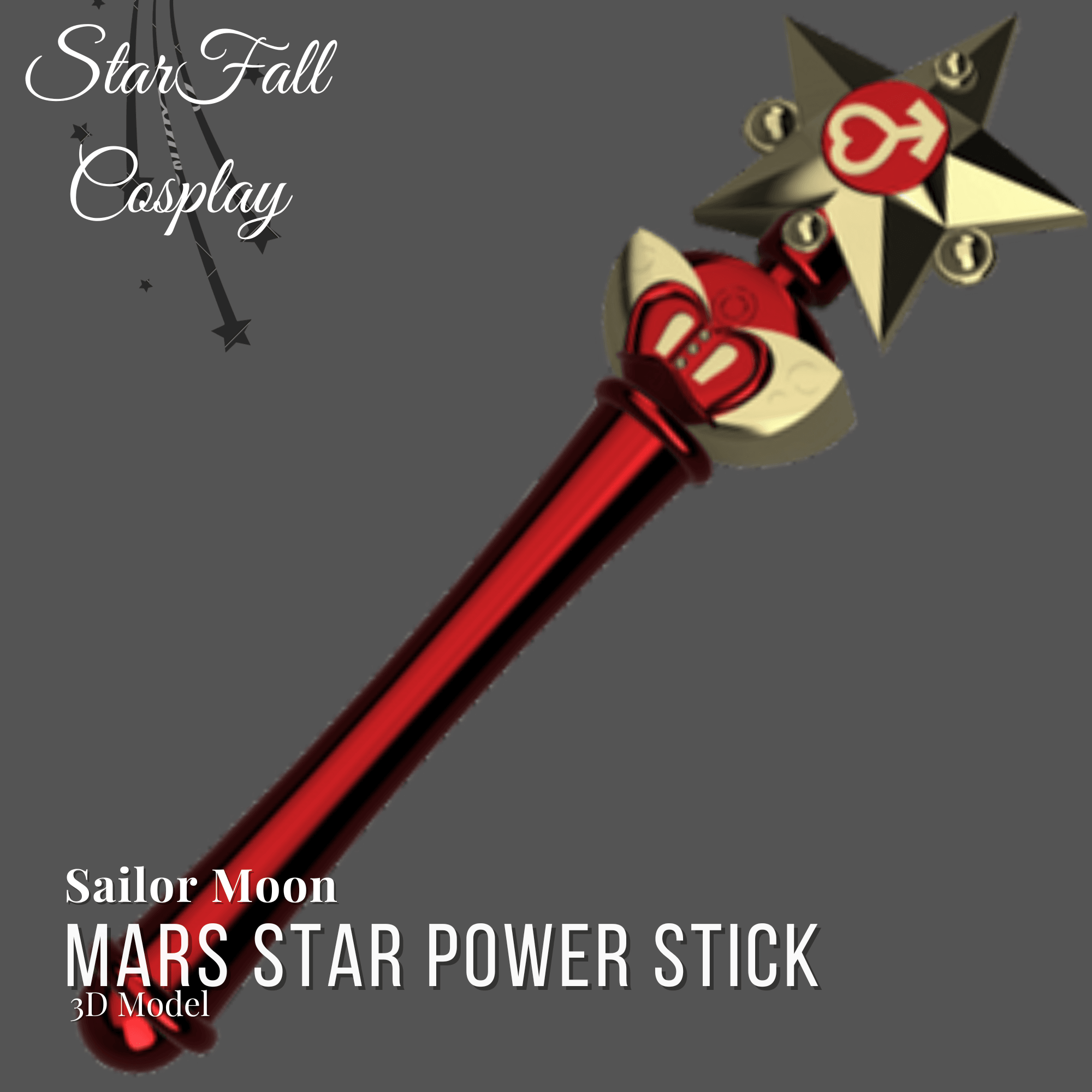 Sailor Mars Transformation Wand - Sailor Mars Star Stick 3d model