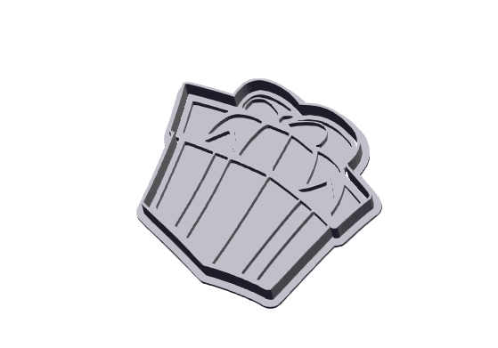 Gift Box - Cookie Cutter with Stamp 3d model