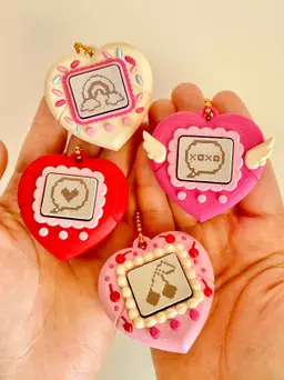 Valentines Heart Clicker Keychain Fidget Toy V-Pet Bundle 3d model