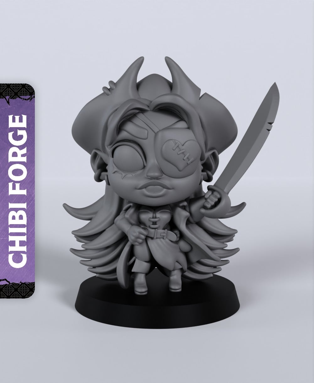 Female Human Rogue Chibi - With Free Dragon - 5e DnD Inspired for RPG and Wargamers 3d model