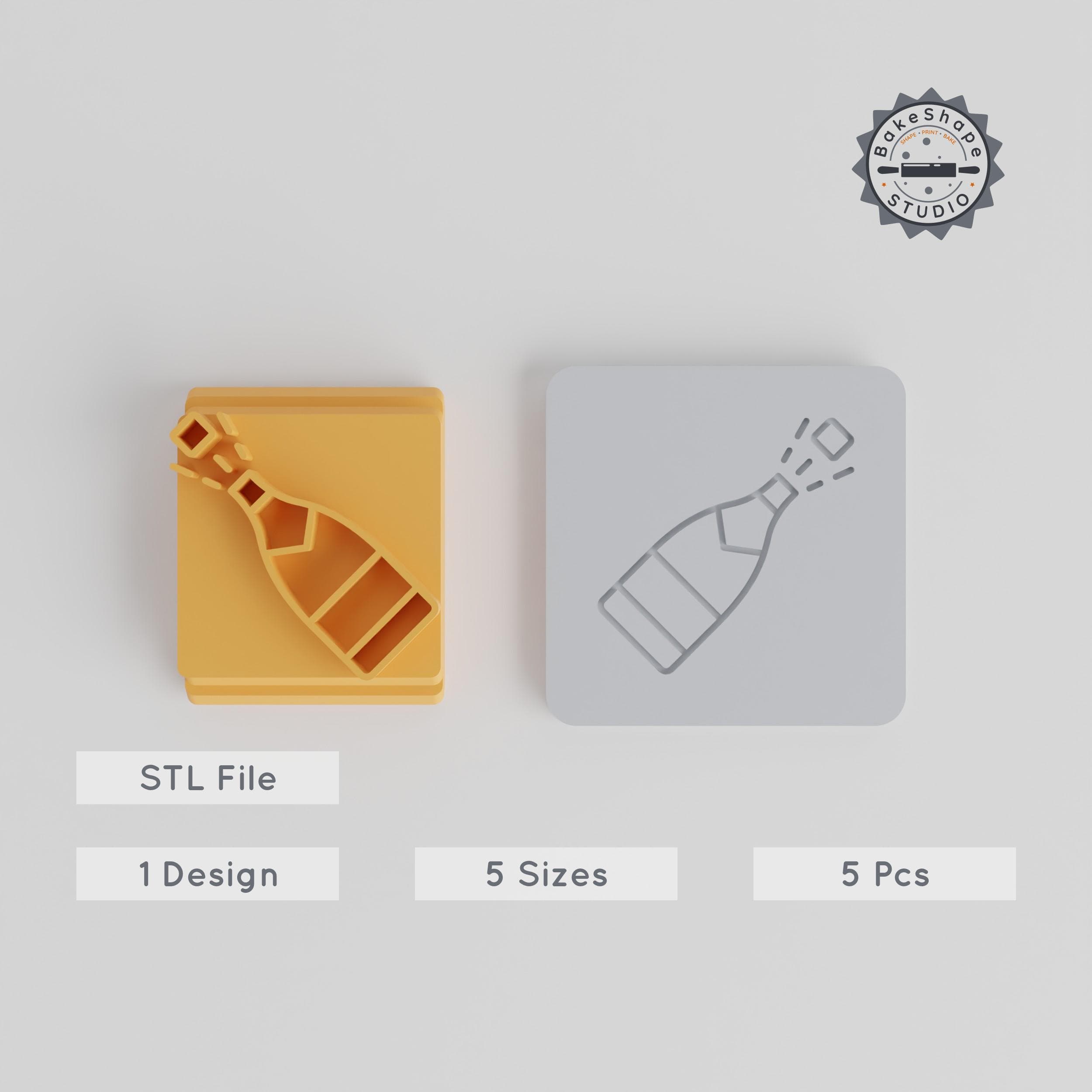 Champagne Stamp Tile Set, 5 Motif Sizes 20-40mm, Ideal for Clay, Cookies & Fondant, Perfect for Celebrations & Thanksgiving PRODUCT_5256 3d model