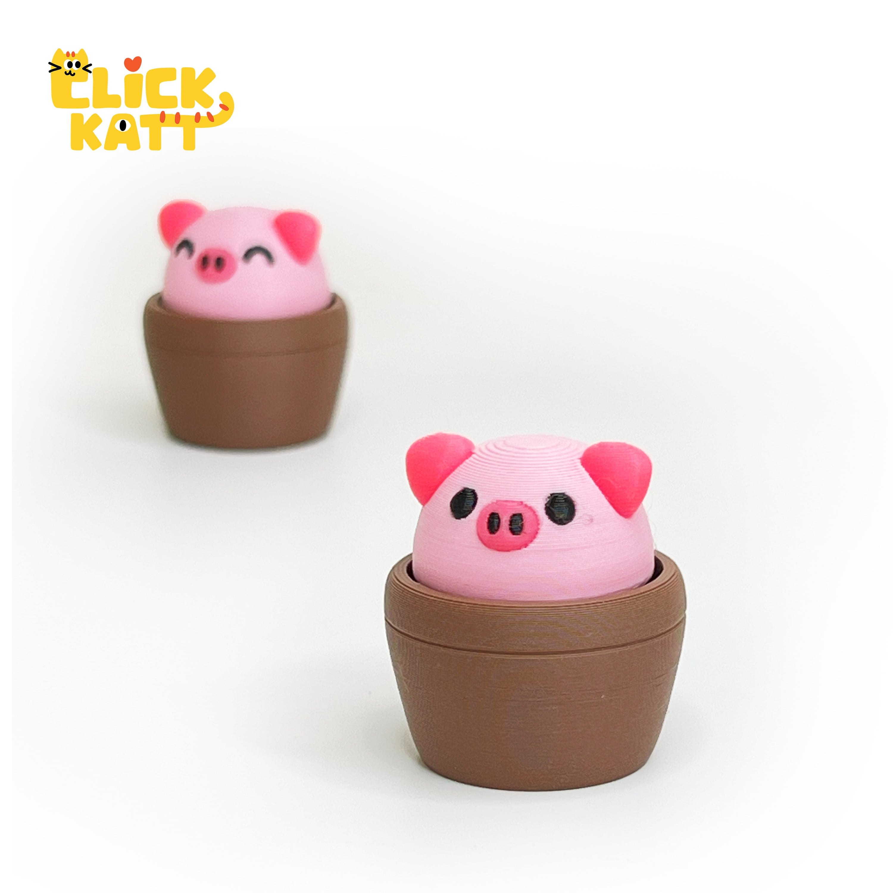 Piggy Pot - Clicker Fidget Toy Keychain 3d model