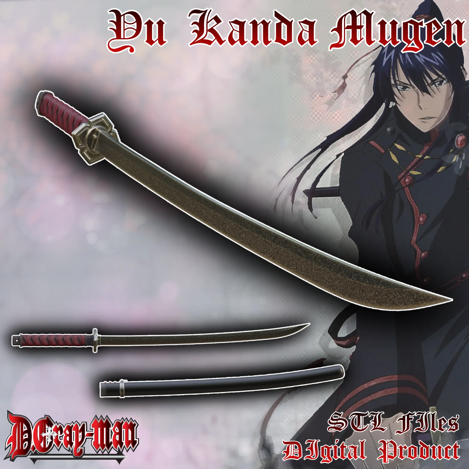 Yu Kanda Cosplay Mugen Cosplay Katana Anime D.Gray-man 3d model