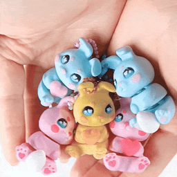 Boss Flexi Bunny Keychain, Egg / Sweet Heart / Just The Boss 3d model