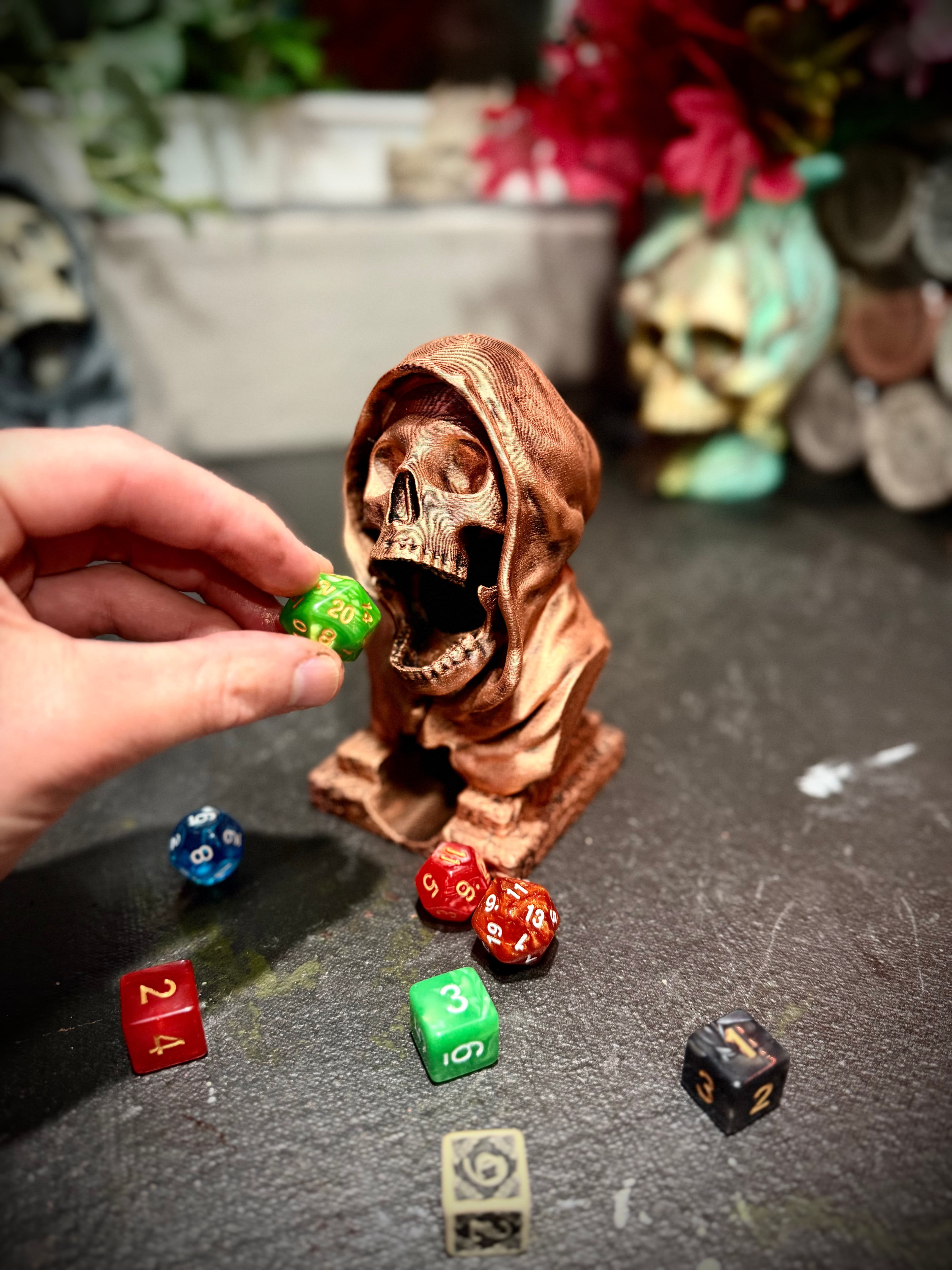 Hooded skull dice tower 3d model