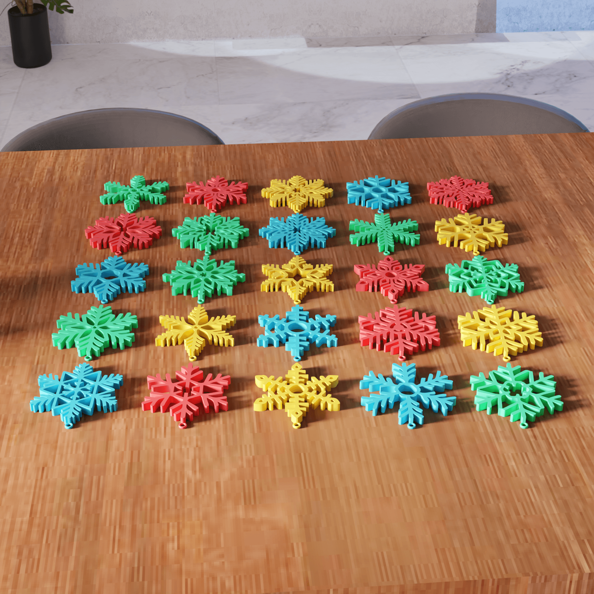 25 Pcs Snowflake Tree Ornament Bundle 3d model