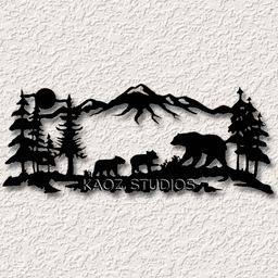 BEAR FAMILY wall art nature scene wall decor cabin decoration 3d model
