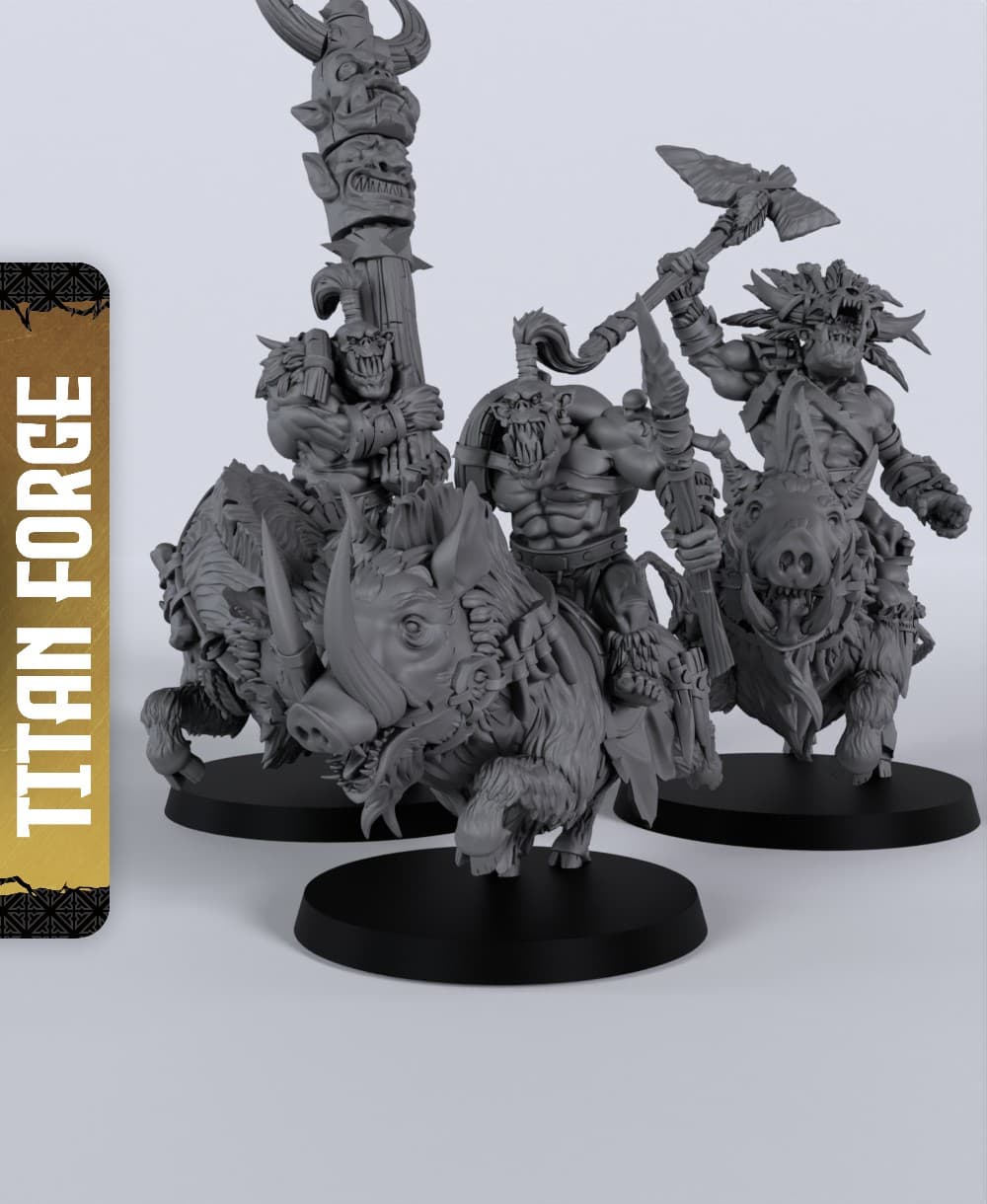 Wild Orc Boar Riders - With Free Dragon - 5e DnD Inspired for RPG and Wargamers 3d model