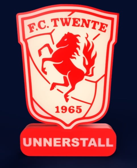 Twente FC Sign – LED Strip Compatible 3d model