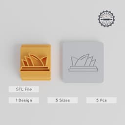 Sydney Opera House Stamp Tile, Set of 5 Sizes, Perfect for Clay & Cookies, Landmark Architecture Design PRODUCT_1718 3d model