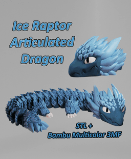 Ice Raptor - Articulated Dragon Fidget Toy 3d model