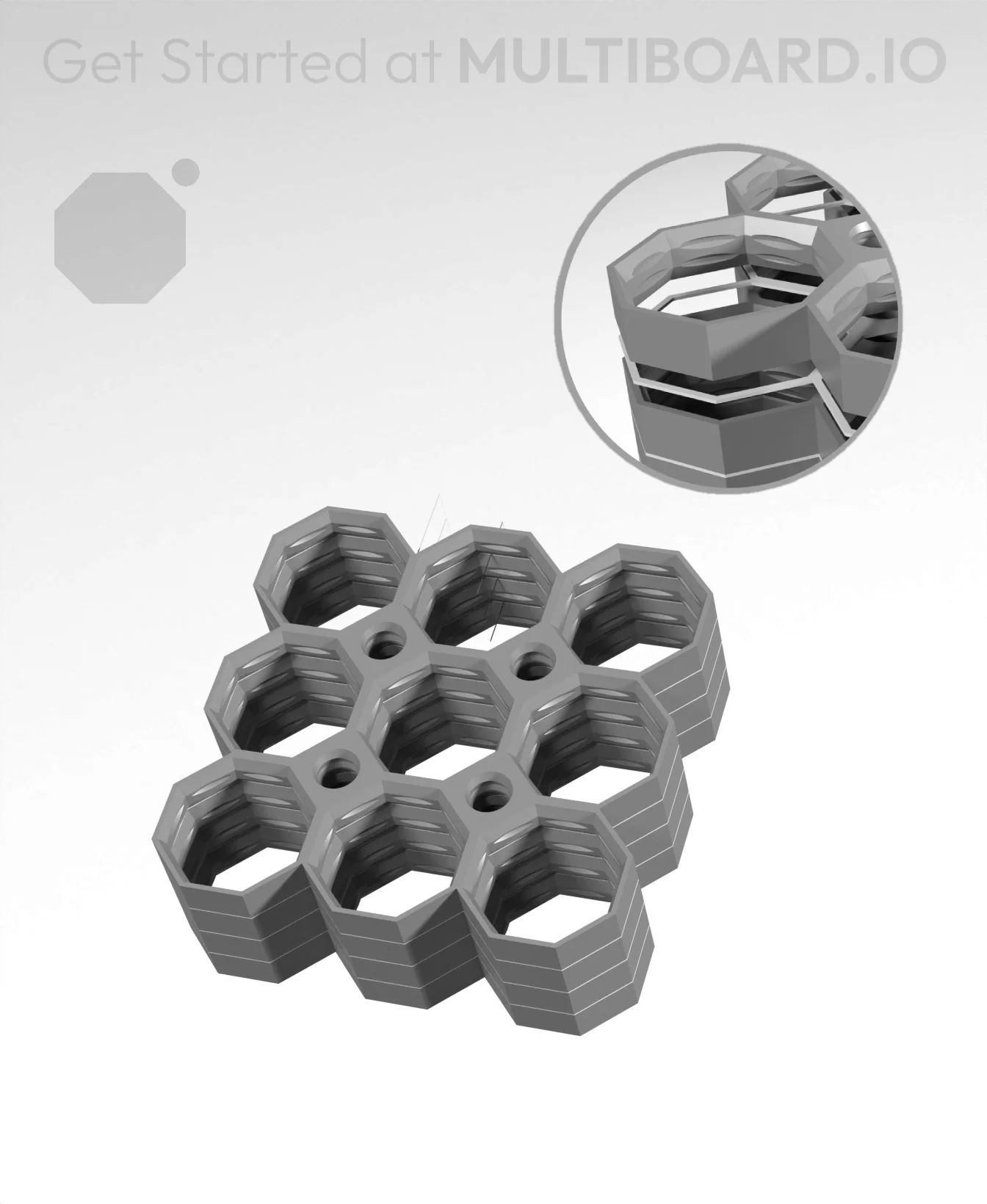 3x3 Multiboard Corner Legacy Tile - x4 Multi-Material Stack 3d model