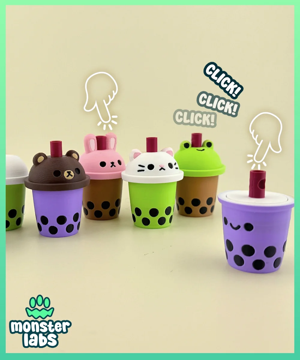Bubble Tea Fidget Clicker Keychain Bundle 3d model