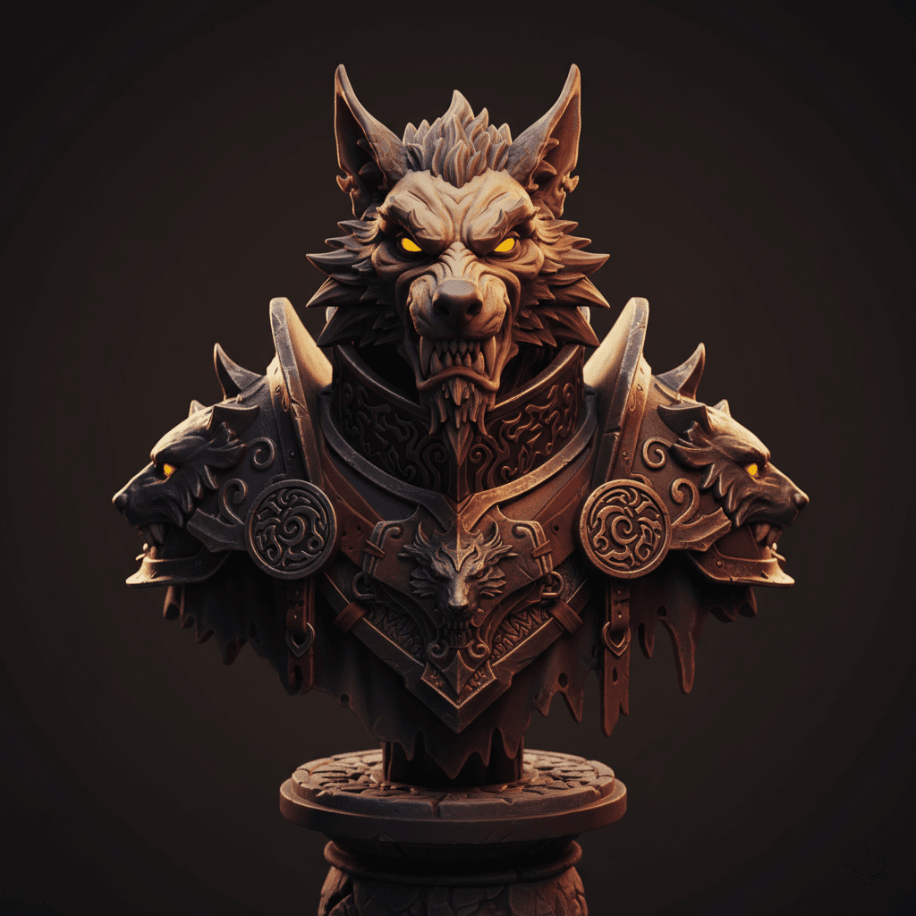 Gothic Wolf Bust Lord Detailed Printable STL 3d model