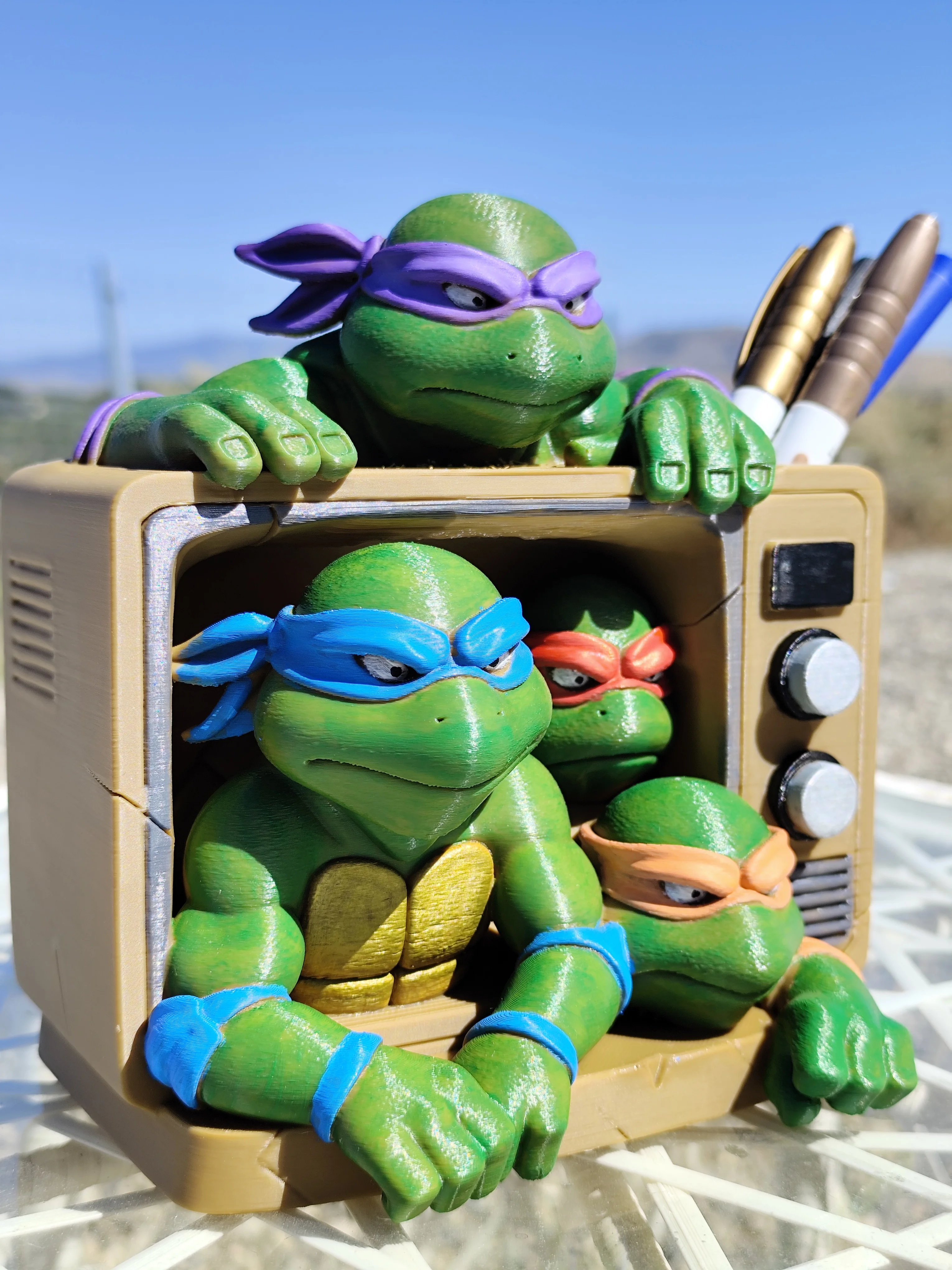 Teenage Mutant Ninja Pen Holder β Retro TV Style 3d model