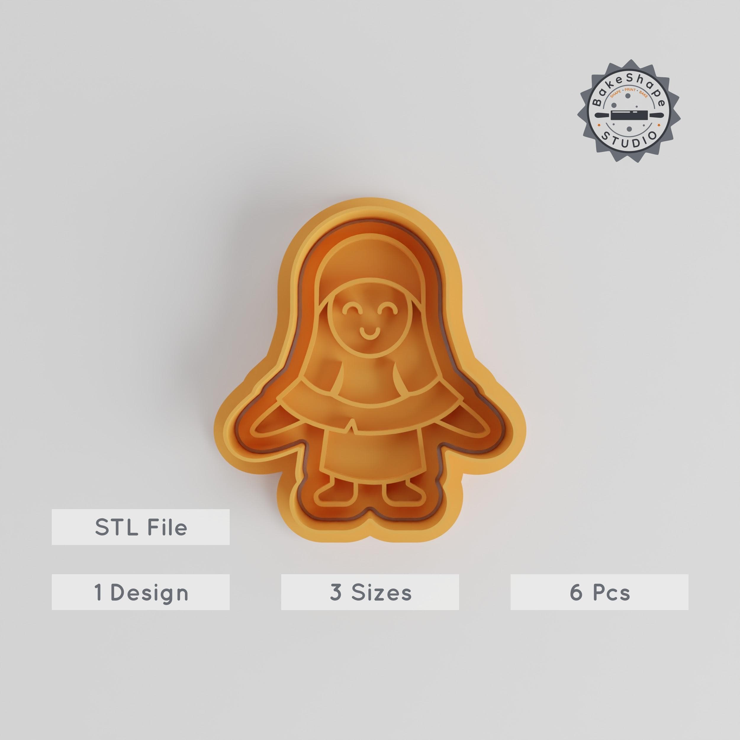Horror Nun Shape Cutter & Stamp Set, Perfect for Cookies & Fondant, Includes 3 Sizes, Halloween Character Design PRODUCT_5651 3d model